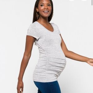 Gray Maternity Scoop-Neck Top